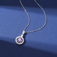 Wholesale Vintage Style Round Stainless Steel Plating Inlay Zircon Pendant Necklace sku image 1