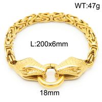 Retro León Cráneo Continuar Acero Inoxidable Enchapado Chapados en oro de 18k Hombres Pulsera sku image 8