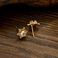 1 Pair Vintage Style Snowflake Plating Inlay Copper Alloy Zircon 18K Gold Plated Ear Studs main image 6