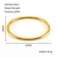Simple Style Solid Color Stainless Steel 18K Gold Plated Titanium Steel Bangle In Bulk sku image 7