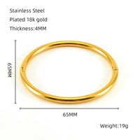Simple Style Solid Color Stainless Steel 18K Gold Plated Titanium Steel Bangle In Bulk sku image 8