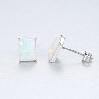 1 Pair Elegant Simple Style Square Solid Color Plating Sterling Silver Ear Studs main image 1