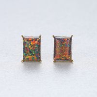 1 Pair Elegant Simple Style Square Solid Color Plating Sterling Silver Ear Studs main image 2