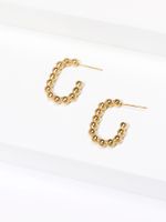 1 Piece Vintage Style Solid Color Plating 304 Stainless Steel 14K Gold Plated Hoop Earrings main image 6