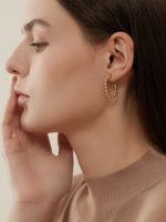 1 Piece Vintage Style Solid Color Plating 304 Stainless Steel 14K Gold Plated Hoop Earrings main image 3