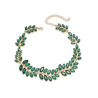 Elegant Leaves Alloy Inlay Rhinestones Gold Plated Women's Necklace main image 2