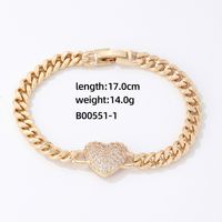 304 Stainless Steel Copper K Gold Plated Rhodium Plated IG Style Simple Style Plating Inlay Heart Shape Zircon Bracelets sku image 1