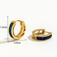 1 Pair Simple Style Geometric Color Block Plating Hollow Out Inlay Stainless Steel Zircon 18k Gold Plated Hoop Earrings main image 5