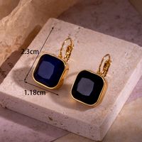 1 Pair Simple Style Geometric Color Block Plating Hollow Out Inlay Stainless Steel Zircon 18k Gold Plated Hoop Earrings main image 4