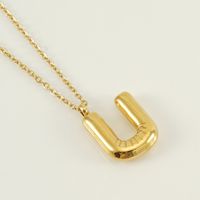 304 Stainless Steel 18K Gold Plated Casual Cute Plating Letter Titanium Steel Pendant Necklace sku image 24