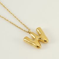 304 Stainless Steel 18K Gold Plated Casual Cute Plating Letter Titanium Steel Pendant Necklace sku image 25