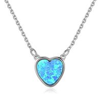Elegant Heart Shape Solid Color Sterling Silver Plating Pendant Necklace sku image 1