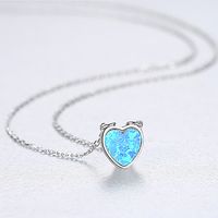 Elegant Heart Shape Solid Color Sterling Silver Plating Pendant Necklace main image 1