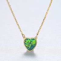 Elegant Heart Shape Solid Color Sterling Silver Plating Pendant Necklace main image 2
