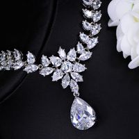 Luxurious Bridal Shiny Water Droplets Snowflake Copper Plating Inlay Artificial Gemstones White Gold Plated Rhodium Plated Earrings Necklace main image 2