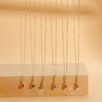 Cute Simple Style Color Block Copper Plating Chain Inlay Zircon 14k Gold Plated Pendant Necklace main image 4