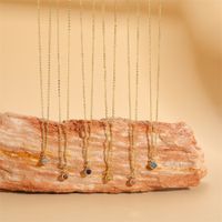 Cute Simple Style Color Block Copper Plating Chain Inlay Zircon 14k Gold Plated Pendant Necklace main image 1