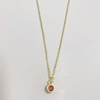 Cute Simple Style Color Block Copper Plating Chain Inlay Zircon 14k Gold Plated Pendant Necklace sku image 1