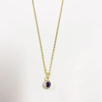 Cute Simple Style Color Block Copper Plating Chain Inlay Zircon 14k Gold Plated Pendant Necklace sku image 2