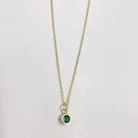 Cute Simple Style Color Block Copper Plating Chain Inlay Zircon 14k Gold Plated Pendant Necklace sku image 5