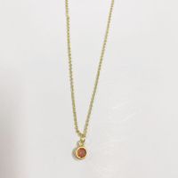 Cute Simple Style Color Block Copper Plating Chain Inlay Zircon 14k Gold Plated Pendant Necklace sku image 6