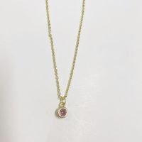 Cute Simple Style Color Block Copper Plating Chain Inlay Zircon 14k Gold Plated Pendant Necklace sku image 9