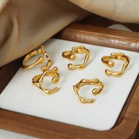 Hip-hop Exaggerated Solid Color Titanium Steel Plating 18k Gold Plated Rings main image 6