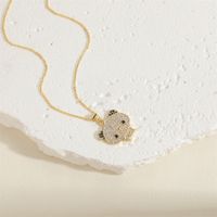 Simple Style Little Bear Copper Plating Inlay Zircon 14k Gold Plated Pendant Necklace main image 4