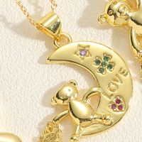Simple Style Little Bear Copper Plating Inlay Zircon 14k Gold Plated Pendant Necklace sku image 2