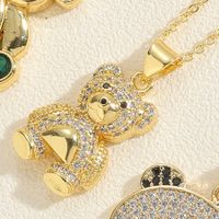 Simple Style Little Bear Copper Plating Inlay Zircon 14k Gold Plated Pendant Necklace sku image 3
