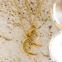 Vintage Style Classic Style Sun Moon Titanium Steel Plating Inlay Birthstone Gold Plated Pendant Necklace main image 7