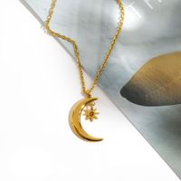 Vintage Style Classic Style Sun Moon Titanium Steel Plating Inlay Birthstone Gold Plated Pendant Necklace main image 8