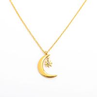 Vintage Style Classic Style Sun Moon Titanium Steel Plating Inlay Birthstone Gold Plated Pendant Necklace sku image 3