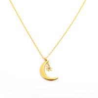 Vintage Style Classic Style Sun Moon Titanium Steel Plating Inlay Birthstone Gold Plated Pendant Necklace sku image 5