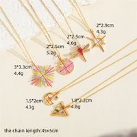 Simple Style Classic Style Moon Dragonfly Copper Enamel Plating Inlay Zircon 14k Gold Plated Pendant Necklace main image 7