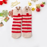 Women's Christmas Cartoon Polyester Coral Fleece Embroidery Crew Socks A Pair sku image 17