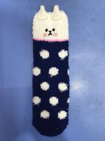 Women's Christmas Cartoon Polyester Coral Fleece Embroidery Crew Socks A Pair sku image 37