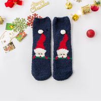 Women's Christmas Cartoon Polyester Coral Fleece Embroidery Crew Socks A Pair sku image 29
