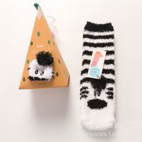 Women's Christmas Cartoon Polyester Coral Fleece Embroidery Crew Socks A Pair sku image 33