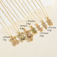 Cute Sweet Little Bear Copper Plating Inlay Zircon 14k Gold Plated Pendant Necklace main image 3
