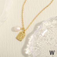 Simple Style Letter Copper Plating 18k Gold Plated Pendant Necklace sku image 23