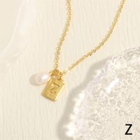 Simple Style Letter Copper Plating 18k Gold Plated Pendant Necklace sku image 26