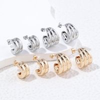 1 Pair Simple Style Semicircle Plating Copper 18k Gold Plated White Gold Plated Ear Studs main image 1