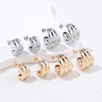 1 Pair Simple Style Semicircle Plating Copper 18k Gold Plated White Gold Plated Ear Studs main image 6