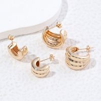 1 Pair Simple Style Semicircle Plating Copper 18k Gold Plated White Gold Plated Ear Studs main image 5
