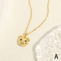 Simple Style Little Bear Copper 18k Gold Plated Pendant Necklace In Bulk sku image 1