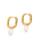 1 Pair Simple Style Classic Style Solid Color Layered Plating Inlay Titanium Steel Artificial Pearls 18k Gold Plated Gold Plated Dangling Earrings main image 8