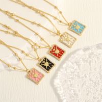 Simple Style Heart Shape Copper Enamel Plating Inlay Zircon 18k Gold Plated Pendant Necklace main image 1