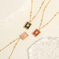 Simple Style Heart Shape Copper Enamel Plating Inlay Zircon 18k Gold Plated Pendant Necklace main image 8