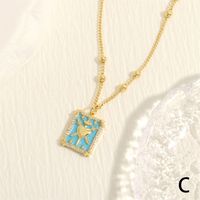 Simple Style Heart Shape Copper Enamel Plating Inlay Zircon 18k Gold Plated Pendant Necklace sku image 3